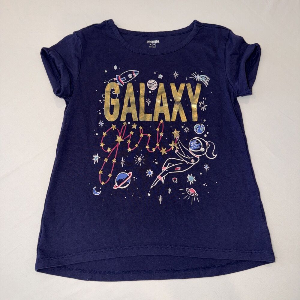 Gymboree T-Shirt Lot of 3 Surf Galaxy Space Magic Girls M 7/8 White & Navy Tee - Picture 7 of 11